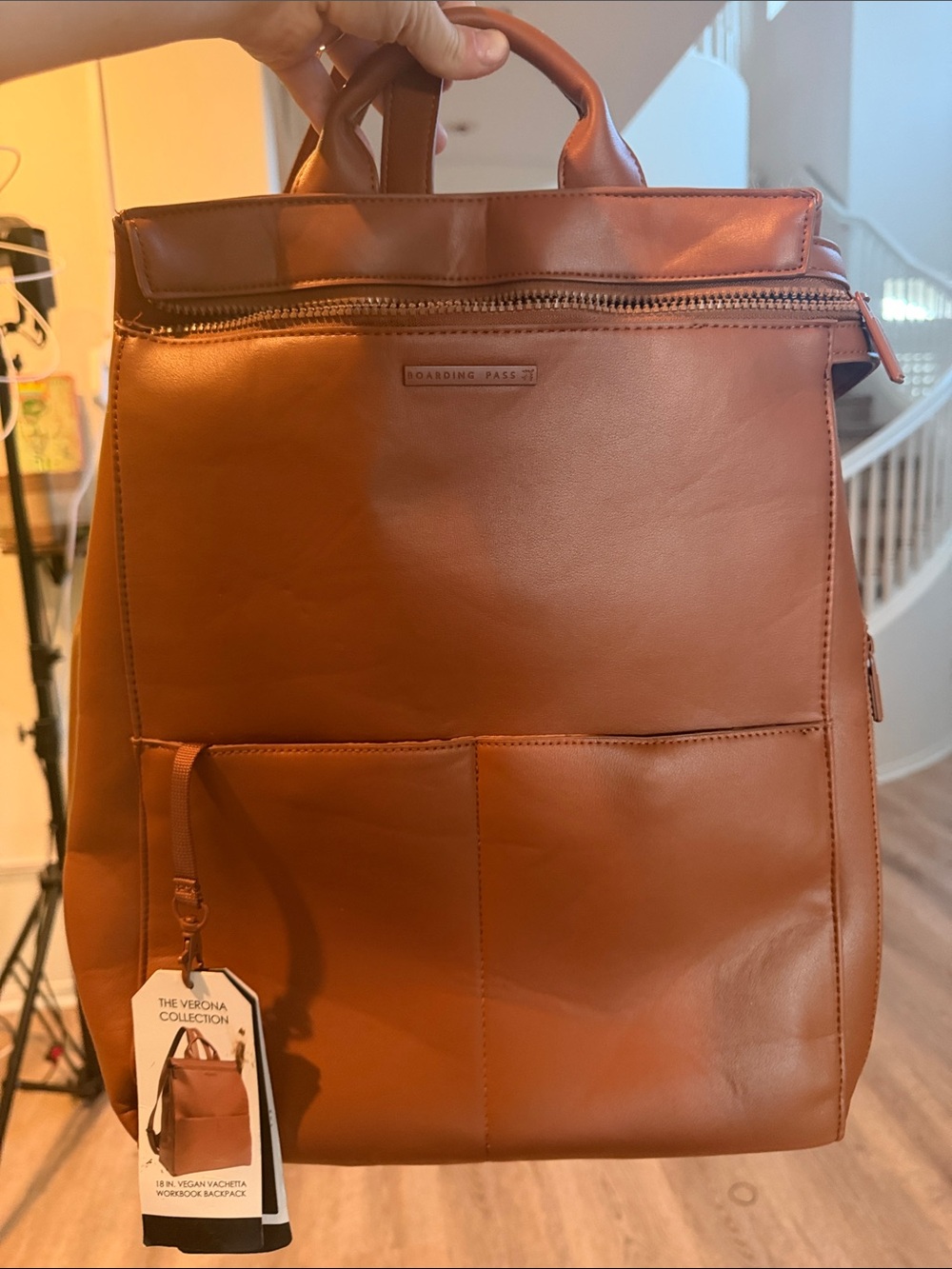 Light tan Vegan Leather Backpack - Men Bags